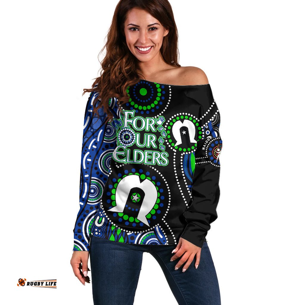 Personalised NAIDOC Off Shoulder Sweater Torres Strait For Our Elders