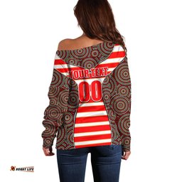 NRL Dolphins Off Shoulder Sweater Mix Dot Aboriginal