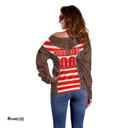 NRL Dolphins Off Shoulder Sweater Mix Dot Aboriginal