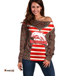 NRL Dolphins Off Shoulder Sweater Mix Dot Aboriginal