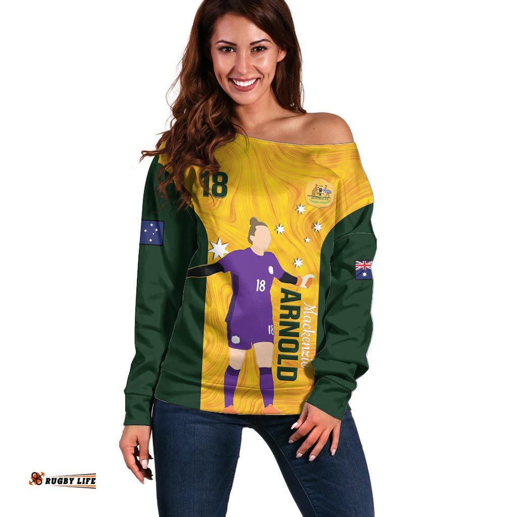 Australia Soccer Off Shoulder Sweater Arnold Matildas Gold Version