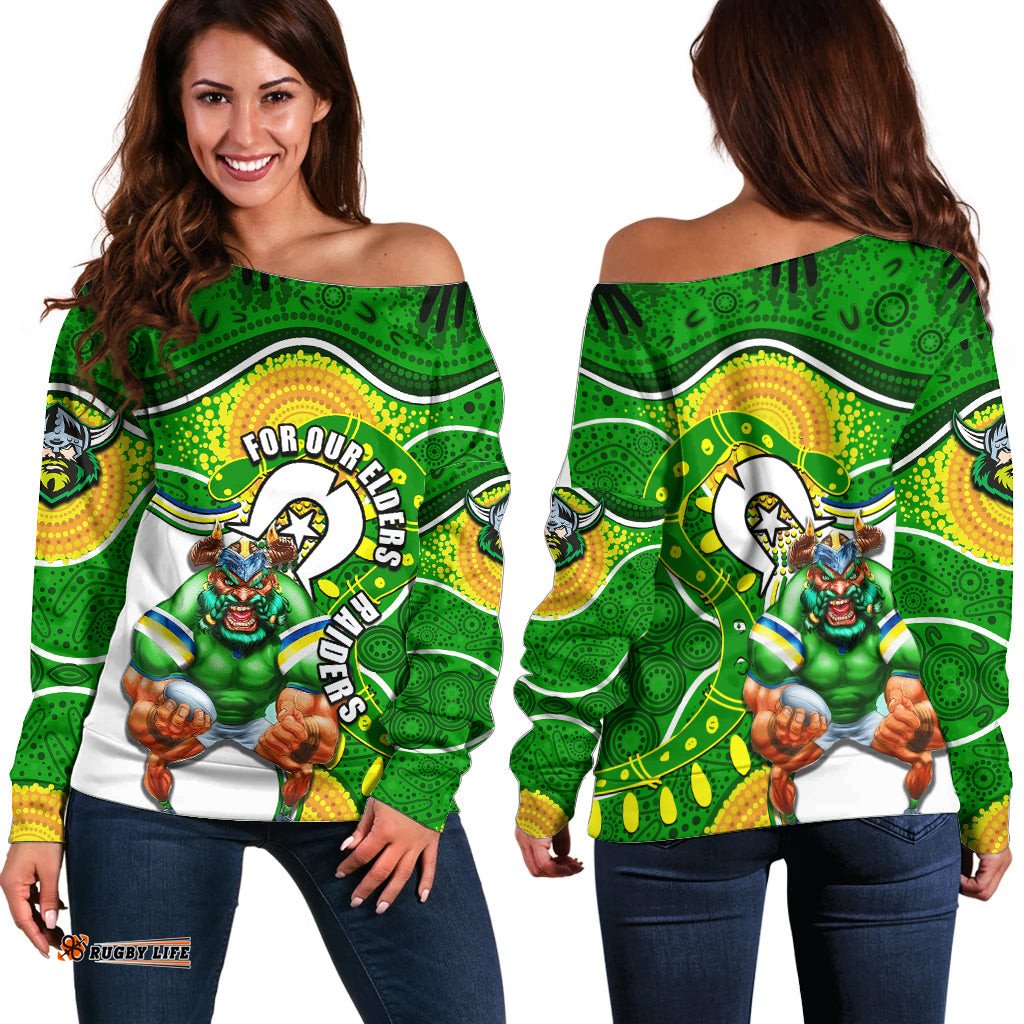 Raiders Mascot NRL Off Shoulder Sweater NAIDOC