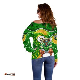 Raiders Mascot NRL Off Shoulder Sweater NAIDOC