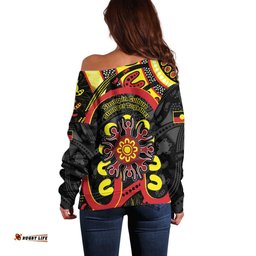 Australia Indigenous Children's Day Off Shoulder Sweater Strong In Culture Stronger Together Aboriginal Art