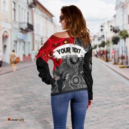 Custom Personalised Collingwood Magpies Indigenous Anzac Day Off Shoulder Sweater We Will Remember