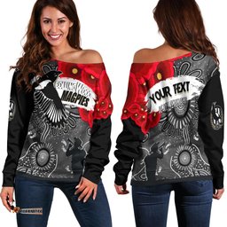 Custom Personalised Collingwood Magpies Indigenous Anzac Day Off Shoulder Sweater We Will Remember