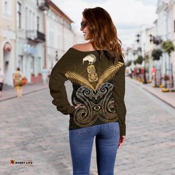 Maori Manaia New Zealand Off Shoulder Sweater Gold
