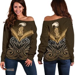 Maori Manaia New Zealand Off Shoulder Sweater Gold