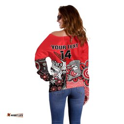 Custom Text And Number Dolphins And Dragons Rugby Off Shoulder Sweater Together Indigenous 05