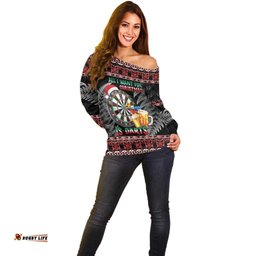 All I Want For Christmas Is Darts New Zealand Off Shoulder Sweater