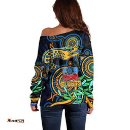 Eels Rugby Aboriginal Art Off Shoulder Sweater NAIDOC Indigenous Tribal