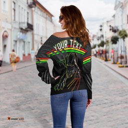 Custom Personalised Panthers Proud Off Shoulder Sweater Back to Back Premiers Version Black