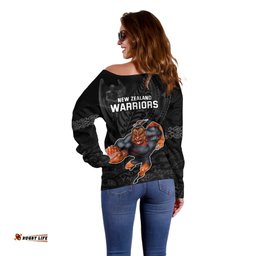 Warriors Permier Off Shoulder Sweater The Wahs Mascot with Maori Tattoo