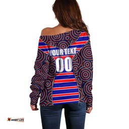 NRL Rooster Off Shoulder Sweater Mix Dot Aboriginal