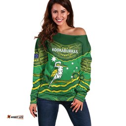Custom Australia Kookaburras Off Shoulder Sweater Indigenous Art