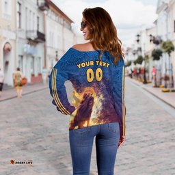Custom Personalised Brisbane Women's Off Shoulder Sweater Lions 3D Sport Style