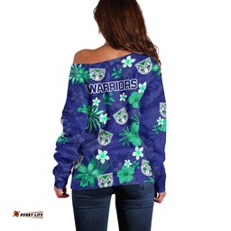 Warriors Rugby Off Shoulder Sweater Beautiful Floral Pattern Spring Summer Vibe