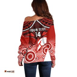 Personalised Sydney Swans Football Off Shoulder Sweater Go Swannies Aboriginal Mix Polynesian Pattern
