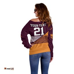 Custom Personalised Brisbane Broncos NRL Off Shoulder Sweater