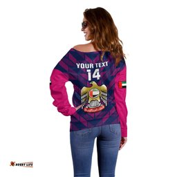 Personalised United Arab Emirates Cricket Off Shoulder Sweater Go UAE Dynamic Version 2023