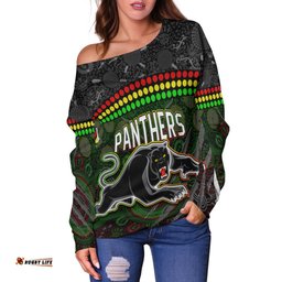 Custom Personalised Panthers Off Shoulder Sweater Premiers Aboriginal