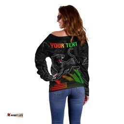 Personalised NRL Panthers Australia Day Off Shoulder Sweater Proud Of Our Boys Black