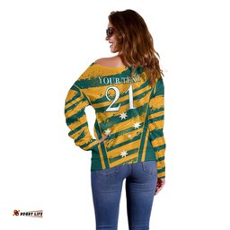 Custom Australia Rugby Off Shoulder Sweater Wallabies Mascots Indigenous Aboriginal Version