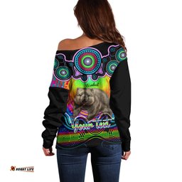 Personalised Australia Taurus Wombat Zodiac Off Shoulder Sweater Auz Astrology Aboriginal Rainbow