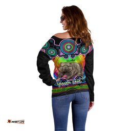 Personalised Australia Taurus Wombat Zodiac Off Shoulder Sweater Auz Astrology Aboriginal Rainbow