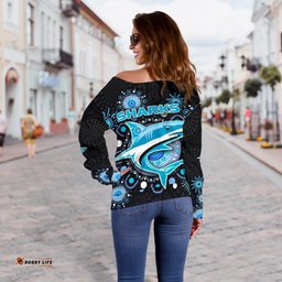 Cronulla Women Off Shoulder Sweater Sharks Indigenous