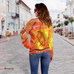 Custom Personalised Echidna Aboriginal Off Shoulder Sweater Australian Animal