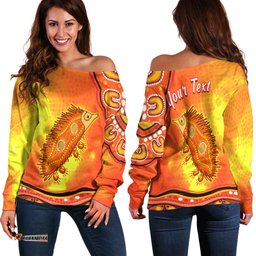 Custom Personalised Echidna Aboriginal Off Shoulder Sweater Australian Animal