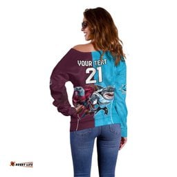 Custom Sea Eagles And Sharks Rugby Off Shoulder Sweater Sporty Style