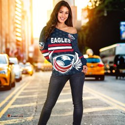 USA Rugby Women's Off Shoulder Sweater Eagles Simple Style Full Navy