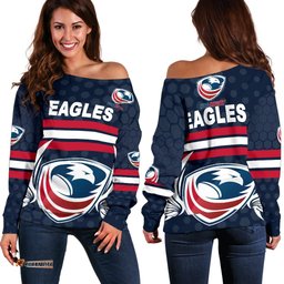 USA Rugby Women's Off Shoulder Sweater Eagles Simple Style Full Navy