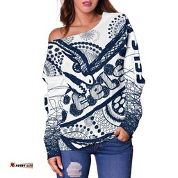 Custom Personalised Eels Rugby Women's Off Shoulder Sweater Line Art Special Version 02