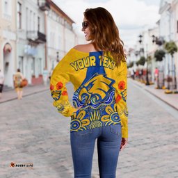 Custom Personalised Eagles Anzac Women Off Shoulder Sweater West Coast Aboriginal Remember Them
