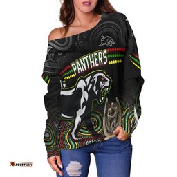 Custom Personalised Panthers Rugby Off Shoulder Sweater Premiers Back to Back Champions