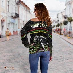 Custom Personalised Panthers Rugby Off Shoulder Sweater Premiers Back to Back Champions