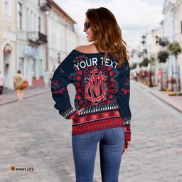 Custom Personalised Demons Merry Christmas Off Shoulder Sweater Melbourne Football Indigenous