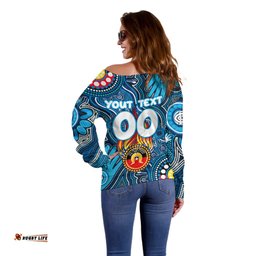 Personalised NAIDOC Week 2024 Carlton Blues Off Shoulder Sweater Australian Aboriginal Hand Painting