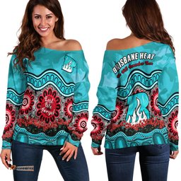 Brisbane Heat Cricket ANZAC Off Shoulder Sweater Poppy Aboriginal Camouflage