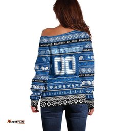 Personalized Bulldogs Rugby Xmas Off Shoulder Sweater Australia NRL Mascot