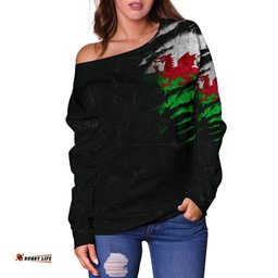 Wales in Me Women's Off Shoulder Sweater Special Grunge Style