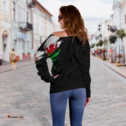 Wales in Me Women's Off Shoulder Sweater Special Grunge Style