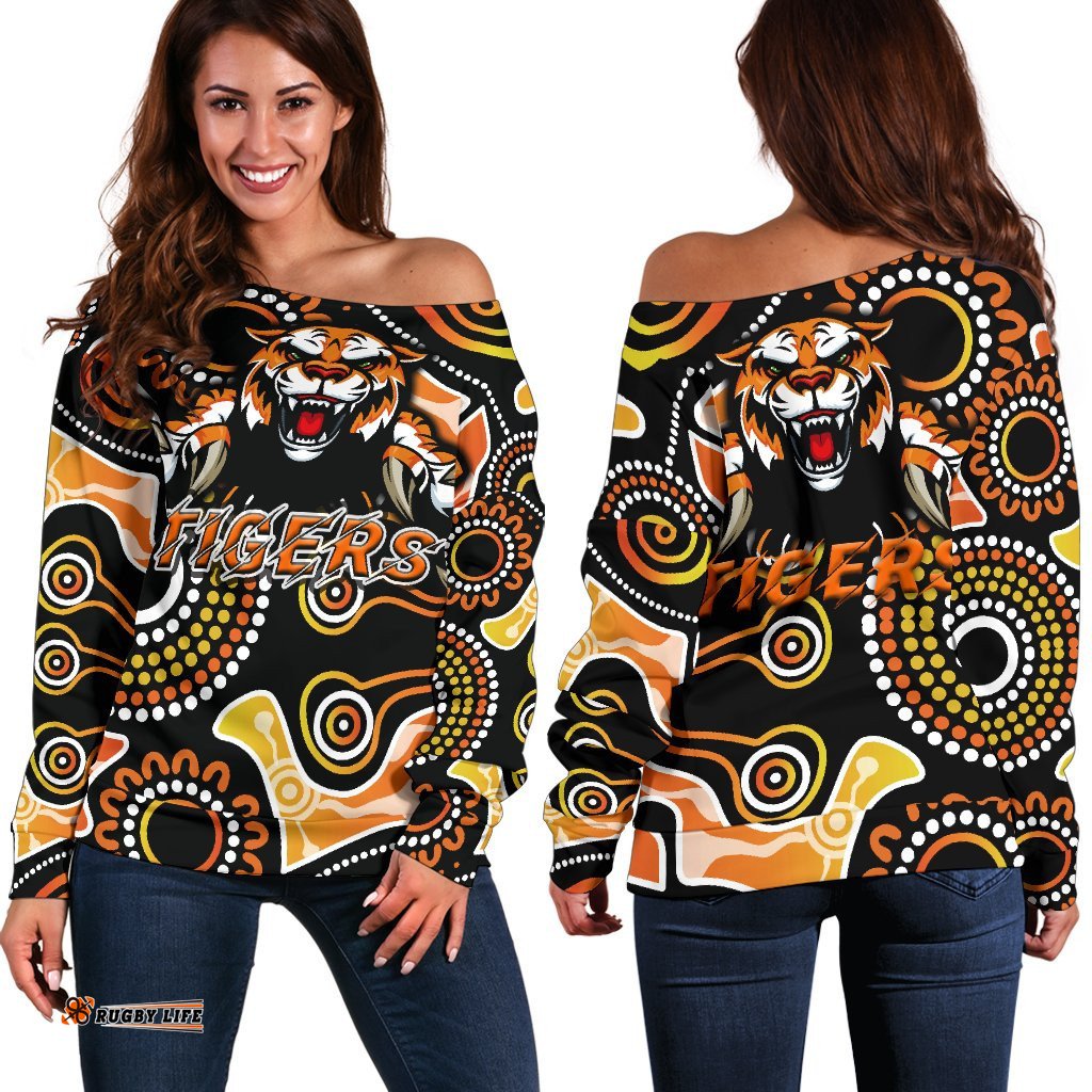 Wests Women Off Shoulder Sweater Rugby Tigers Indigenous