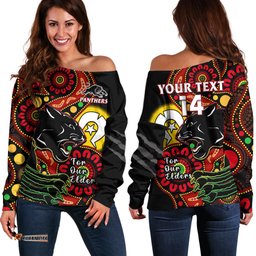 Custom Text And Number Panthers Rugby NAIDOC Off Shoulder Sweater For Our Elders Aboriginal