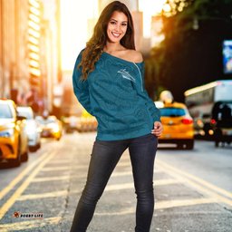 Maori Off Shoulder Sweater Turquoise Aotearoa Tattoo
