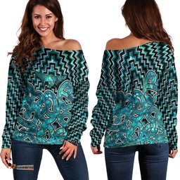New Zealand Off Shoulder Sweater Maori Graphic Tee patterns Paua Shell