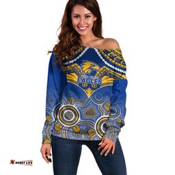 West Coast Football Off Shoulder Sweater Eagles Aboriginal Mix Polynesian Pattern
